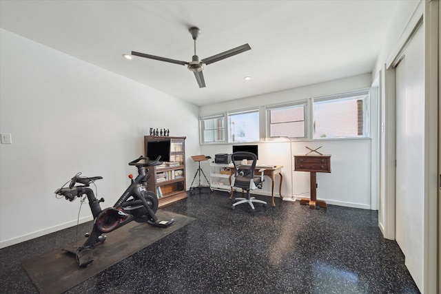 1306 Harbor Vw, Galveston, TX 77551 - office with ceiling fan and recessed lighting