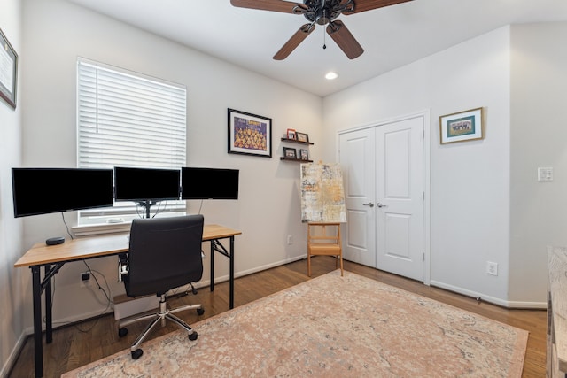 1010 W 24th St Unit N, Houston, TX 77008 - office space featuring wood finished floors, a ceiling fan, and recessed lighting