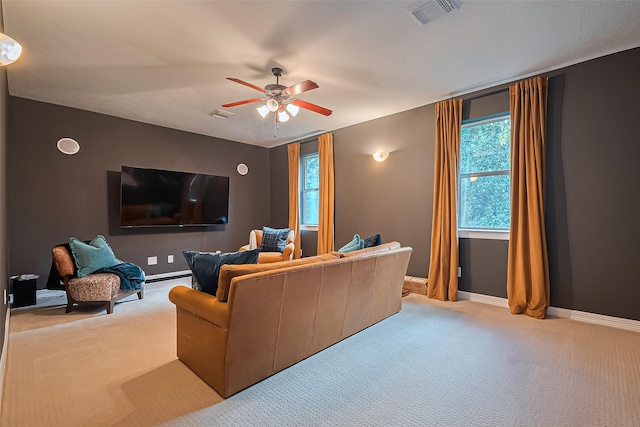 18315 Cape Lookout Way, Humble, TX 77346 - carpeted living room with a ceiling fan and baseboards