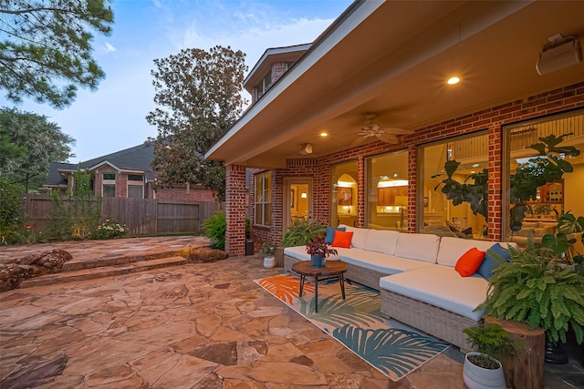 18315 Cape Lookout Way, Humble, TX 77346 - view of patio / terrace featuring ceiling fan and an outdoor hangout area