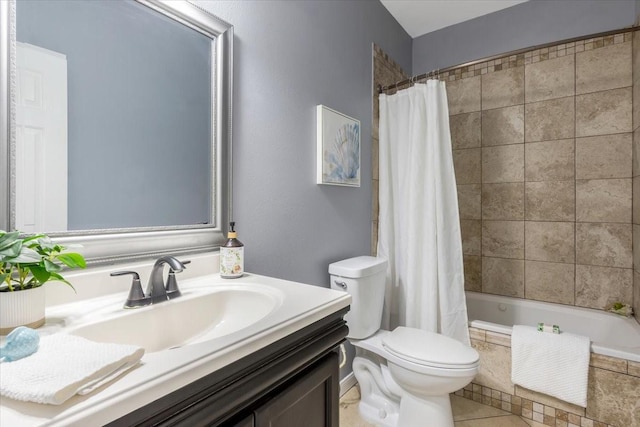 5343 Oak Cove Dr, Houston, TX 77091 - bathroom with vanity, tiled shower / bath combo, and tile patterned floors