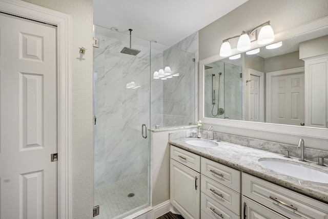 2120 Gostick St, Houston, TX 77008 - bathroom with a marble finish shower and double vanity