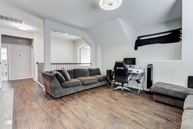 2302 Lakecrest Gardens Dr, Katy, TX 77493 - office area featuring wood finished floors and baseboards