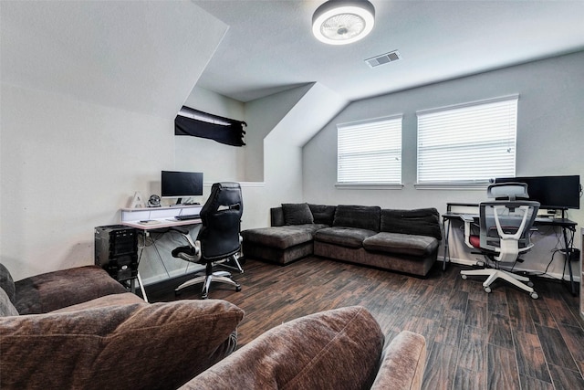 2302 Lakecrest Gardens Dr, Katy, TX 77493 - office area featuring dark wood-style floors