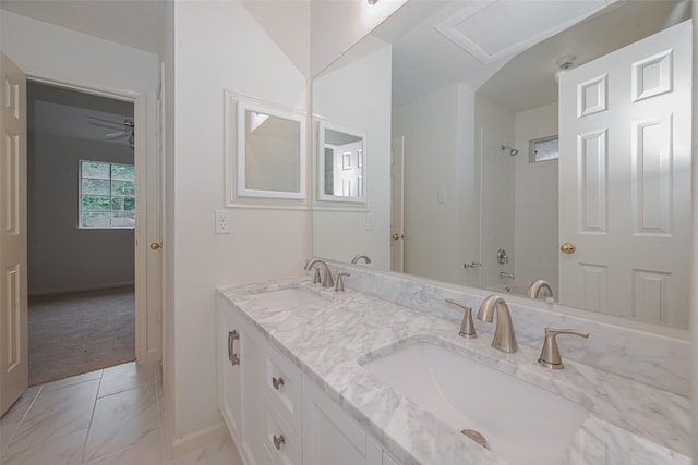 1615 Monvale Ln, Sugar Land, TX 77479 - bathroom featuring double vanity and a shower