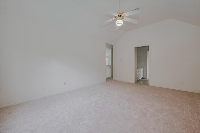 1615 Monvale Ln, Sugar Land, TX 77479 - empty room with ceiling fan, vaulted ceiling, and light colored carpet