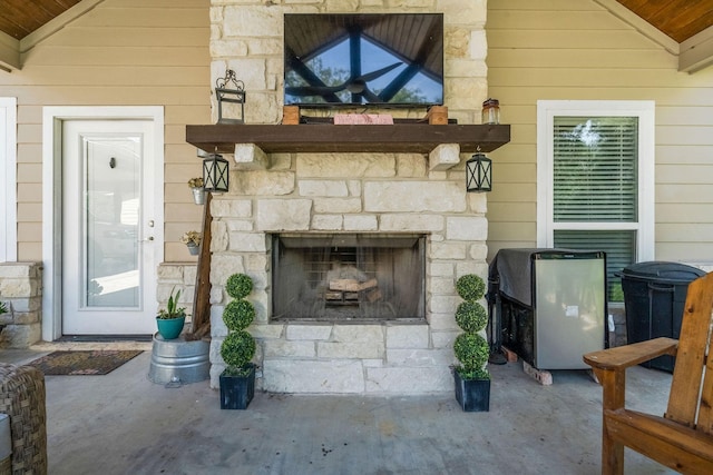 468 Brahman, Onalaska, TX 77360 - detailed view of stone siding and an outdoor stone fireplace