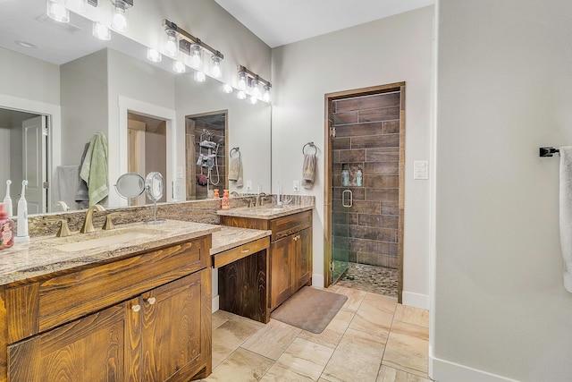 468 Brahman, Onalaska, TX 77360 - full bathroom with double vanity, a stall shower, and a walk in closet
