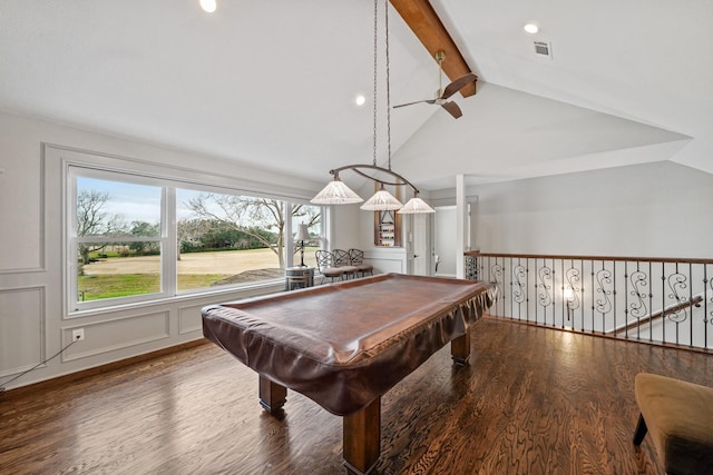 25 The Oval St, Sugar Land, TX 77479 - playroom with wood finished floors, billiards table, ceiling fan, and recessed lighting