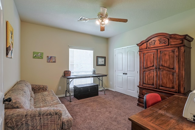 130 Canary Ln, Coldspring, TX 77331 - office space with a ceiling fan and carpet floors