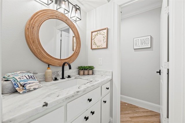 3114 Canterbury Ln, Montgomery, TX 77356 - bathroom featuring wood finished floors and vanity