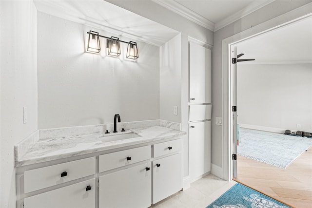 3114 Canterbury Ln, Montgomery, TX 77356 - bathroom featuring vanity and ornamental molding