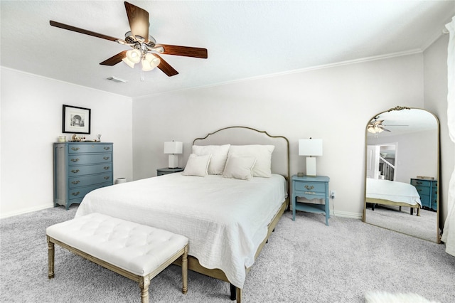 11715 Cypresswood Dr, Houston, TX 77070 - bedroom featuring carpet, crown molding, and ceiling fan