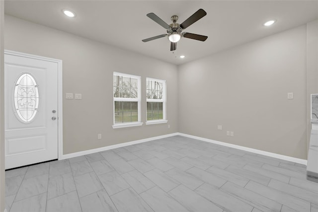 8004 Birmingham St A/B, Unit A/B Houston, TX 77028 - entryway with ceiling fan and recessed lighting
