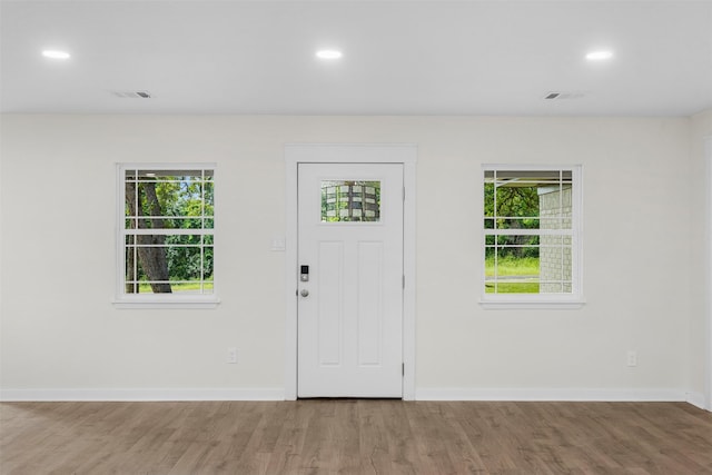 73 Fairway Dr, Normangee, TX 77871 - entrance foyer with wood finished floors and recessed lighting