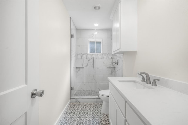 73 Fairway Dr, Normangee, TX 77871 - bathroom with a marble finish shower, vanity, and tile patterned floors