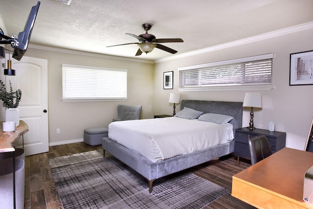 5926 Lattimer Dr, Houston, TX 77035 - bedroom with wood finished floors, crown molding, and ceiling fan
