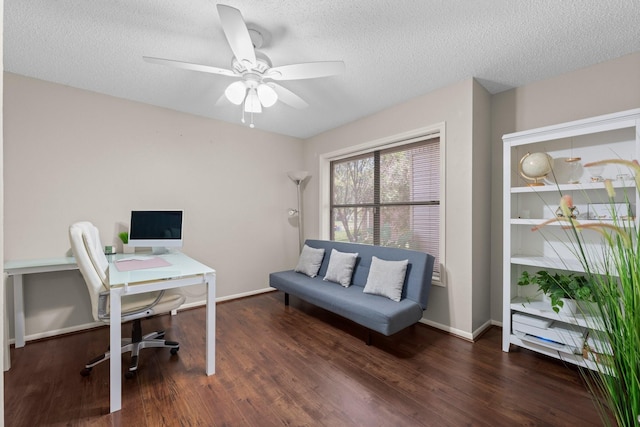 9827 Gold Cup Way, Houston, TX 77065 - office featuring wood finished floors, a textured ceiling, and ceiling fan