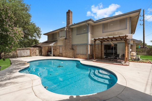 9827 Gold Cup Way, Houston, TX 77065 - view of swimming pool with a pergola, a patio area, and a fenced backyard