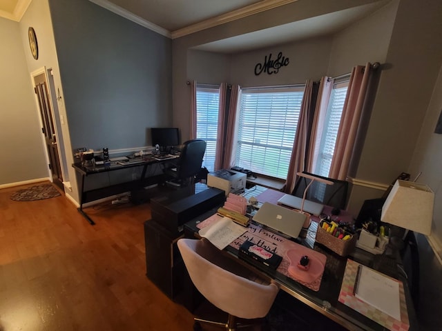 3214 Worthington Dr, Pearland, TX 77584 - home office with ornamental molding and wood finished floors
