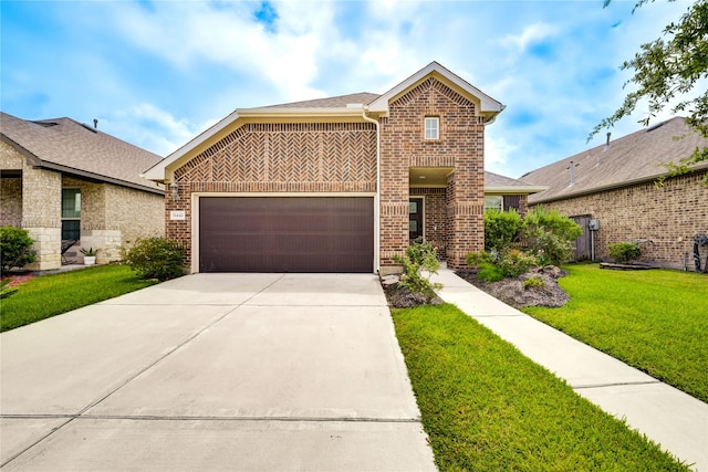 11442 Harmony Summit Trce, Richmond, TX 77406 - traditional-style home featuring brick siding, a front lawn, driveway, and a garage