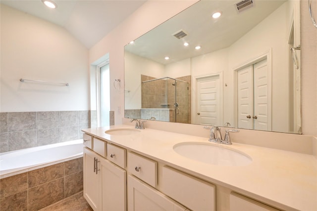 11442 Harmony Summit Trce, Richmond, TX 77406 - full bath with a shower stall, double vanity, a bath, and recessed lighting