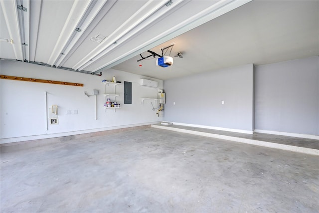 11442 Harmony Summit Trce, Richmond, TX 77406 - garage featuring electric panel, a garage door opener, water heater, and a wall mounted AC