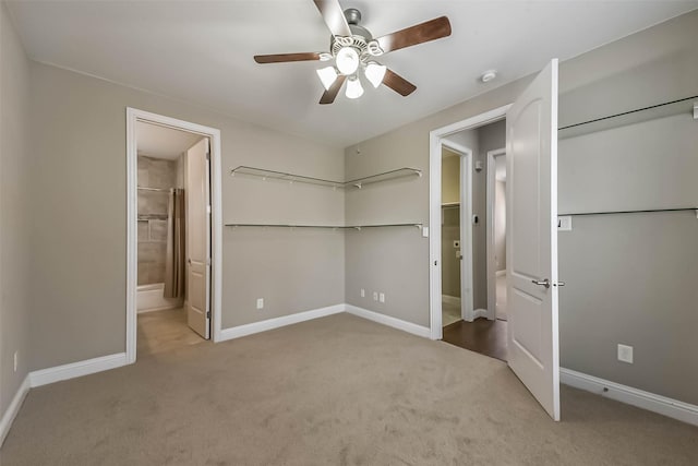 6107 Stillman St, Houston, TX 77007 - unfurnished bedroom featuring carpet floors, ceiling fan, and ensuite bath