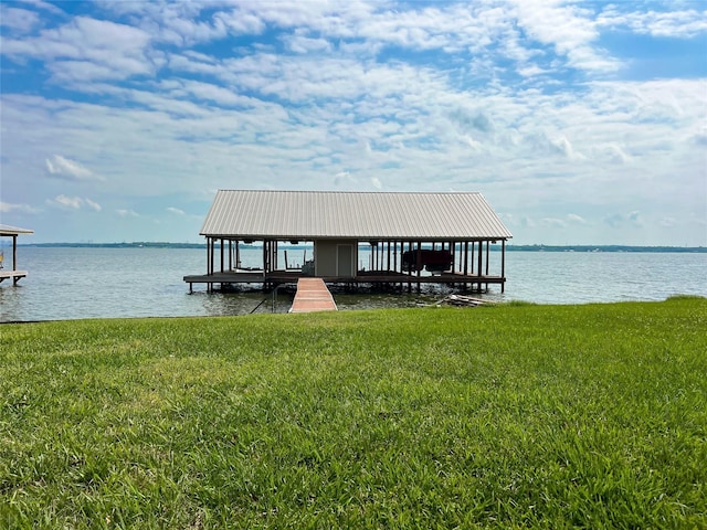 2263 Lcr 740, Thornton, TX 76687 - dock with boat lift, a water view, and a lawn