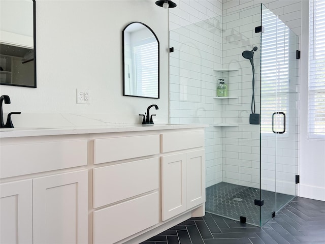 2263 Lcr 740, Thornton, TX 76687 - bathroom featuring a stall shower and double vanity