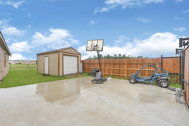 9002 Saint Laurent Ln, Houston, TX 77044 - fenced backyard with a patio area and a storage shed