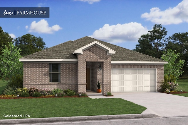 8410 Bay Oaks Dr, Baytown, TX 77523 - single story home featuring brick siding, an attached garage, concrete driveway, a front lawn, and a shingled roof