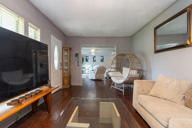 117 Pecan Dr, Baytown, TX 77520 - living area with wood finished floors and a ceiling fan