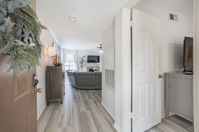 2300 Old Spanish Trl Unit 1060, Houston, TX 77054 - hallway featuring light wood-type flooring and a textured ceiling