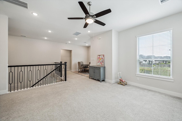 14115 Garibaldi Dr, Cypress, TX 77433 - spare room featuring carpet, a ceiling fan, and recessed lighting