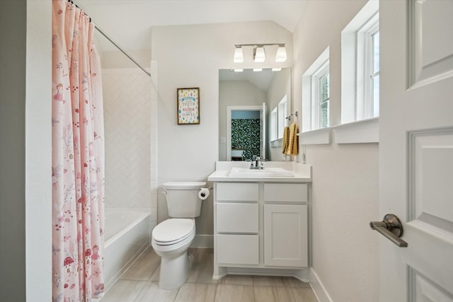 14115 Garibaldi Dr, Cypress, TX 77433 - full bath featuring vanity, vaulted ceiling, and shower / tub combo