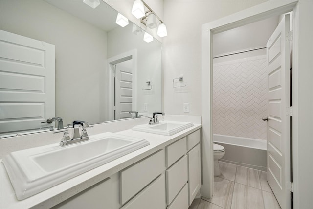 14115 Garibaldi Dr, Cypress, TX 77433 - bathroom with double vanity and bathtub / shower combination
