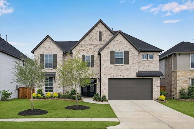 14115 Garibaldi Dr, Cypress, TX 77433 - view of front of house featuring a front lawn, a garage, concrete driveway, and brick siding