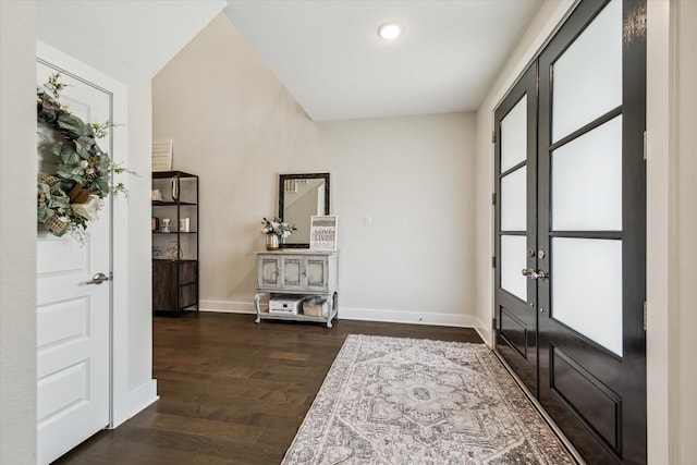 14115 Garibaldi Dr, Cypress, TX 77433 - foyer featuring dark wood finished floors, french doors, and recessed lighting