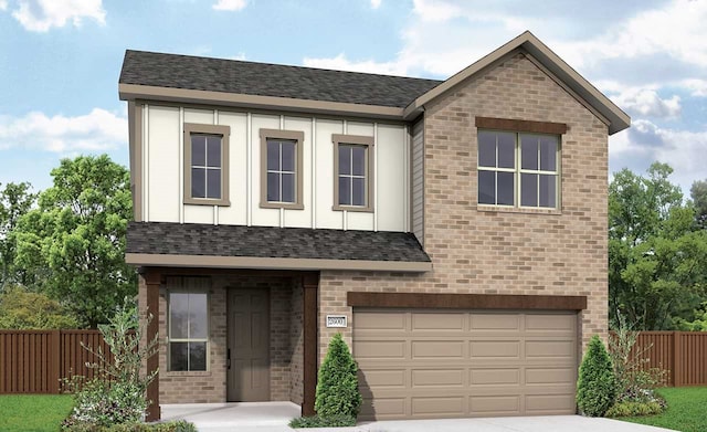 4402 Azalea Blossom Rd, Pinehurst, TX 77362 - view of front facade featuring an attached garage, concrete driveway, brick siding, and a shingled roof