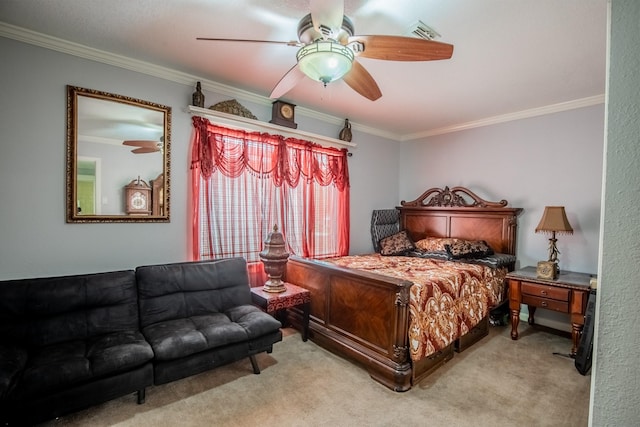 2019 Vanamen Ct, Conroe, TX 77304 - carpeted bedroom featuring crown molding and a ceiling fan