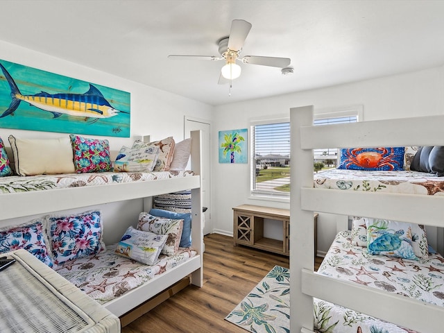 4039 San Jacinto Dr, Galveston, TX 77554 - bedroom featuring wood finished floors and ceiling fan