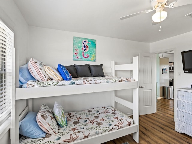 4039 San Jacinto Dr, Galveston, TX 77554 - bedroom featuring wood finished floors and ceiling fan