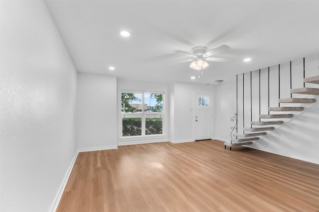 8124 Fondren Rd Unit 8124, Houston, TX 77074 - entrance foyer featuring stairway, recessed lighting, light wood-style flooring, and a ceiling fan