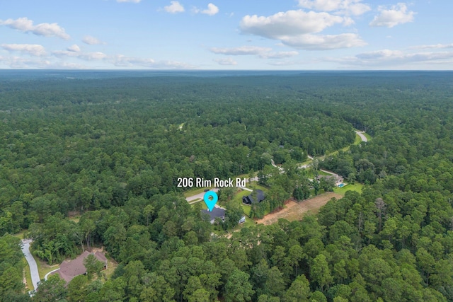 206 Rim Rock Rd, Huntsville, TX 77340 - aerial view of property and surrounding area featuring a forest