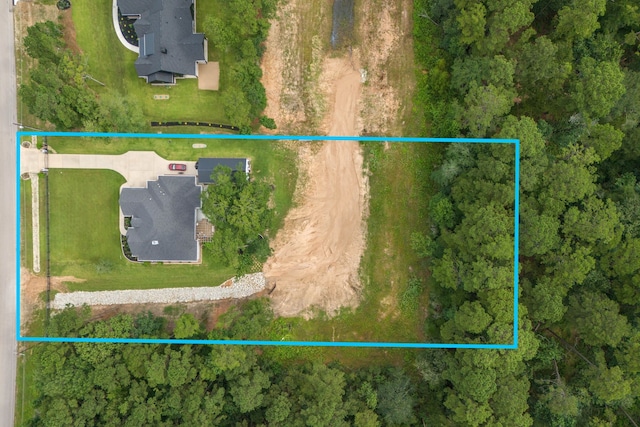 206 Rim Rock Rd, Huntsville, TX 77340 - aerial view of property and surrounding area featuring property boundaries highlighted
