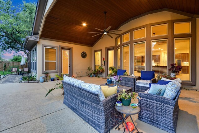 2728 Long Lasso Pass, Leander, TX 78641 - view of patio / terrace featuring outdoor lounge area and ceiling fan