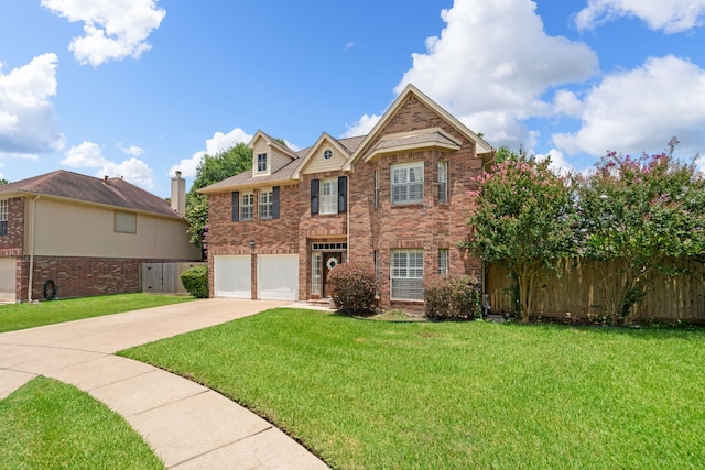 16447 Flint Run Way, Sugar Land, TX 77498 - traditional-style house with an attached garage, concrete driveway, and brick siding