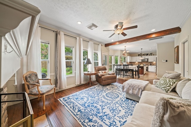16447 Flint Run Way, Sugar Land, TX 77498 - living area featuring a ceiling fan, a textured ceiling, healthy amount of natural light, light wood-style flooring, and recessed lighting
