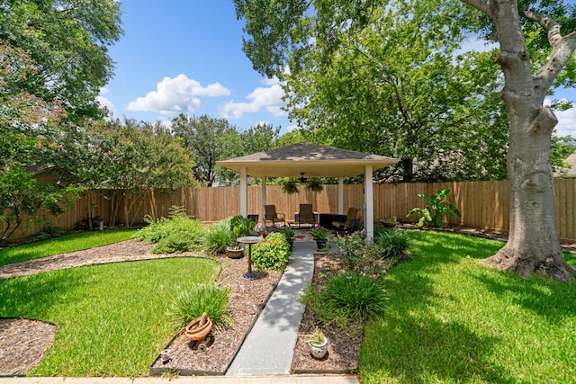 16447 Flint Run Way, Sugar Land, TX 77498 - fenced backyard featuring a gazebo and a patio